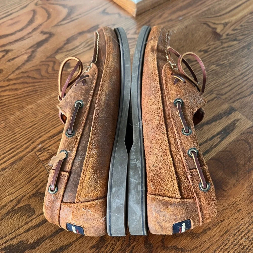Vintage Polo Sport Ralph Lauren Mens Brown Suede Boat Shoes MA3614 Size 9.5 D